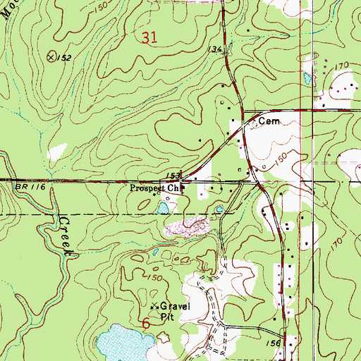 Topographic Map of Prospect Church, LA