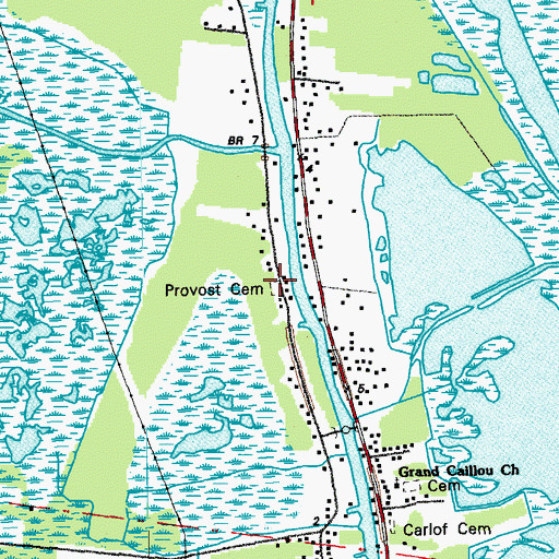 Topographic Map of Provost Cemetery, LA