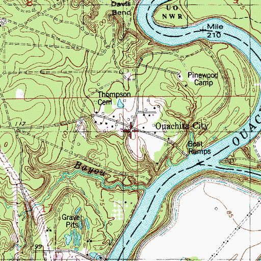 Topographic Map of Ouachita City, LA