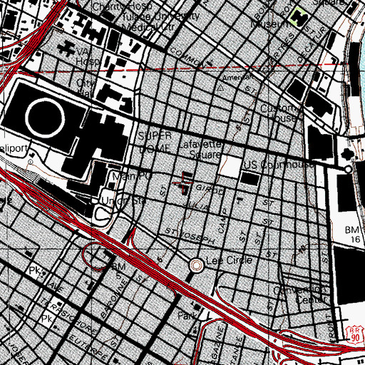 Topographic Map of Rabouin Career Magnet High School, LA