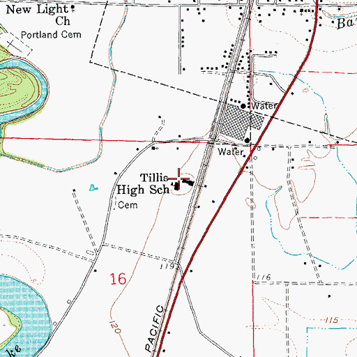 Topographic Map of Tillis High School, AR