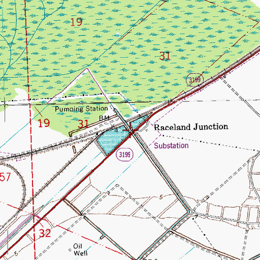 Topographic Map of Raceland Junction, LA