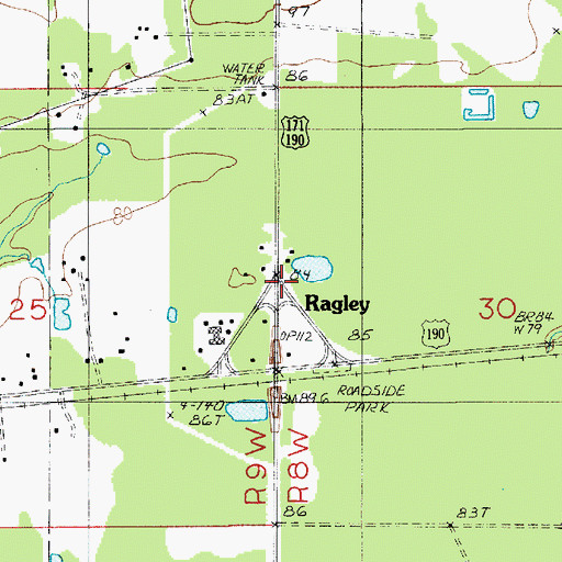 Topographic Map of Ragley, LA