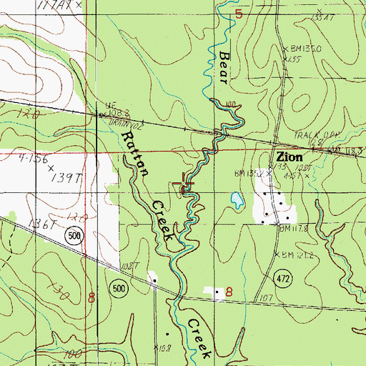 Topographic Map of Rattan Creek, LA