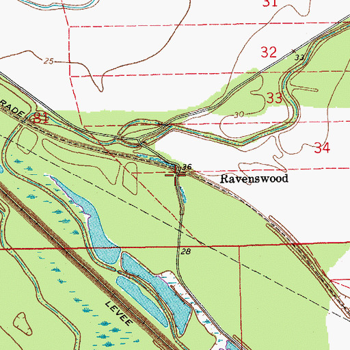 Topographic Map of Ravenswood, LA