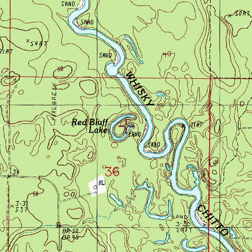 Topographic Map of Red Bluff Lake, LA