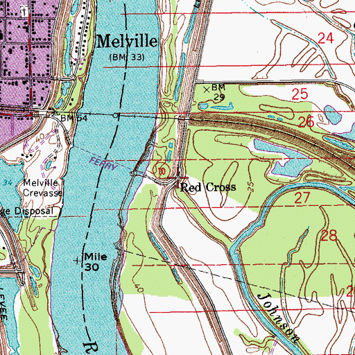 Topographic Map of Red Cross, LA