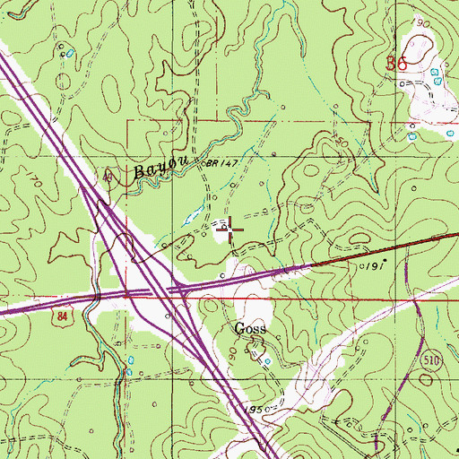 Topographic Map of Red River - Bull Bayou Oil and Gas Field, LA