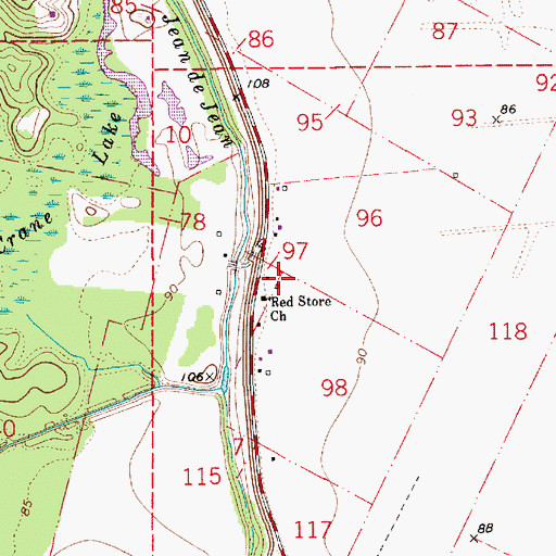 Topographic Map of Red Store Church, LA