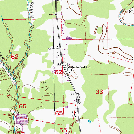 Topographic Map of Redwood Baptist Church, LA