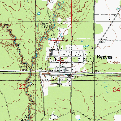 Topographic Map of Reeves, LA