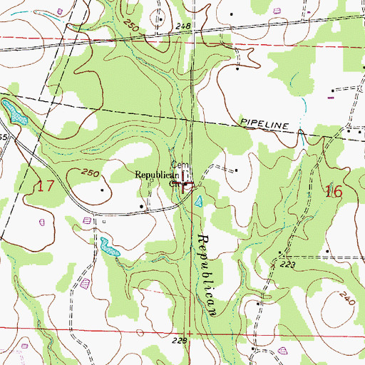 Topographic Map of Republican Baptist Church, LA