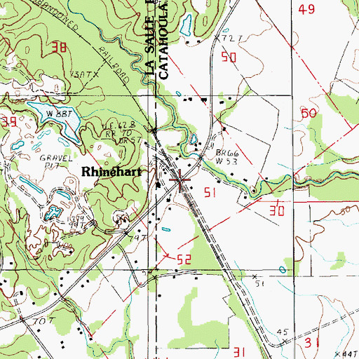 Topographic Map of Rhinehart, LA