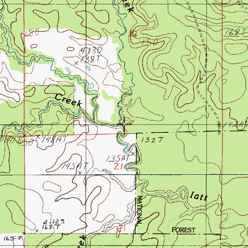 Topographic Map of Rhoe Creek, LA