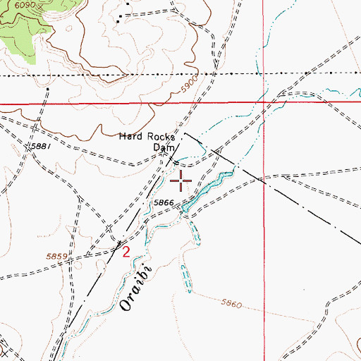 Topographic Map of Hard Rocks Dam, AZ
