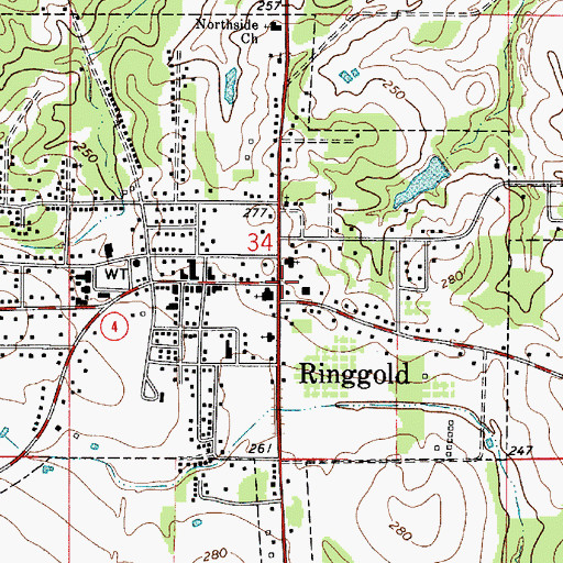 Topographic Map of Ringgold, LA