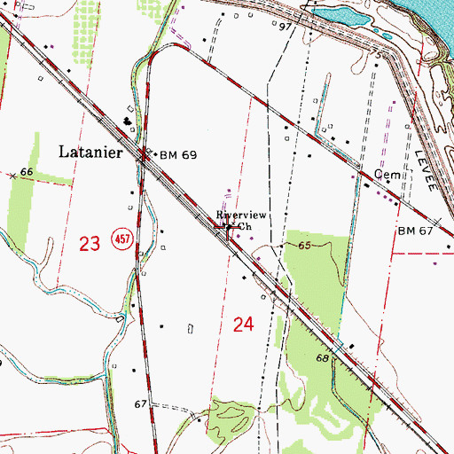 Topographic Map of Riverview Baptist Church, LA