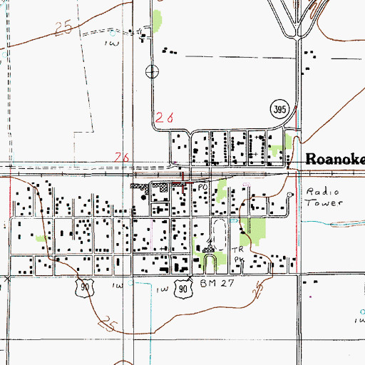 Topographic Map of Roanoke, LA