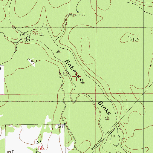 Topographic Map of Robeaux Brake, LA