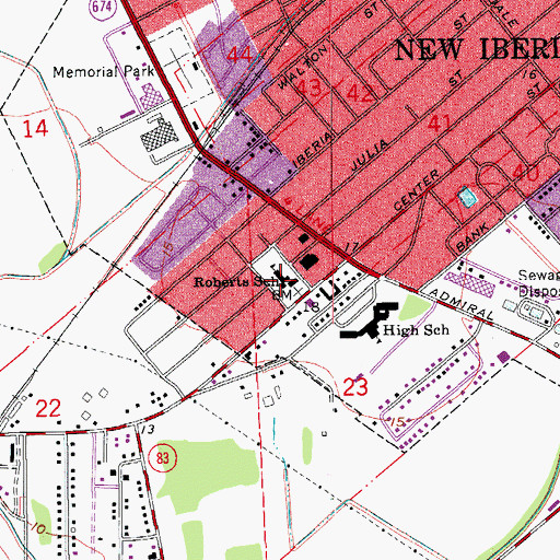 Topographic Map of Center Street Elementary School, LA
