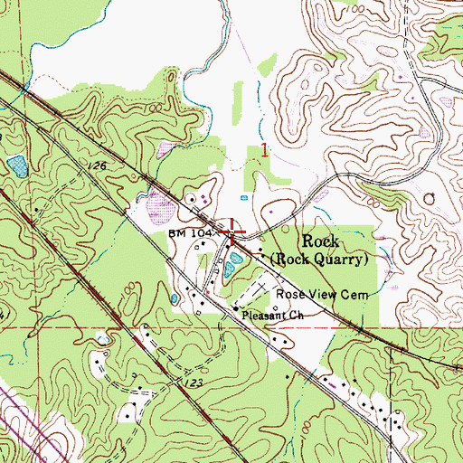 Topographic Map of Rock, LA