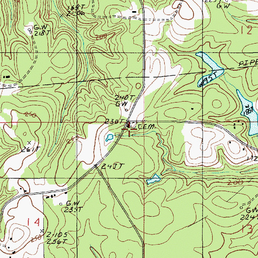 Topographic Map of Rock Corner Baptist Church, LA