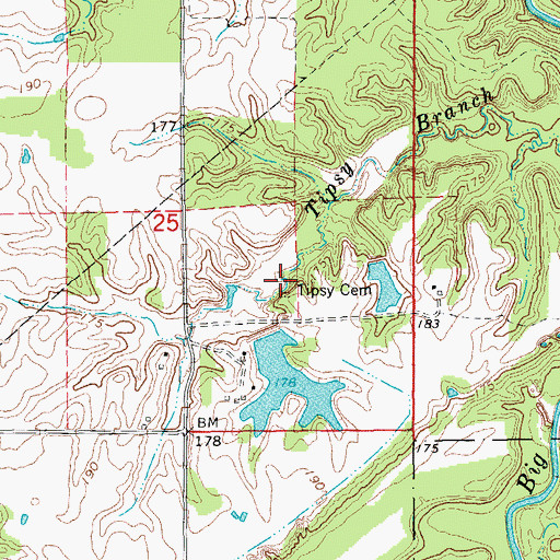Topographic Map of Tipsy Cemetery, AR