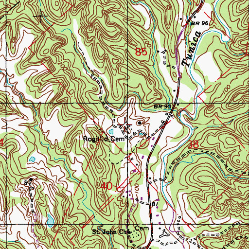 Topographic Map of Rogillio Cemetery, LA