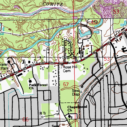 Topographic Map of Rose Hill Church, LA