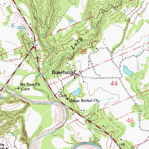 Topographic Map of Rosebank, LA
