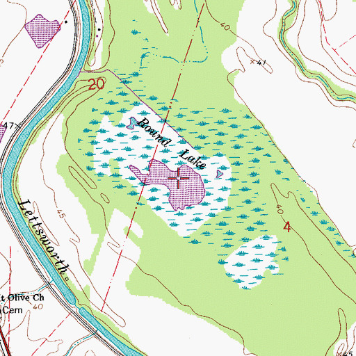 Topographic Map of Round Lake, LA
