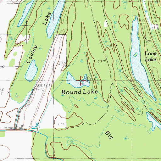 Topographic Map of Round Lake, LA