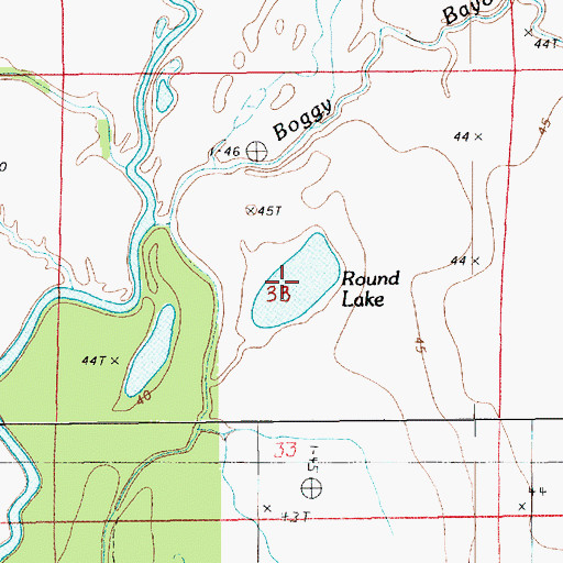 Topographic Map of Round Lake, LA