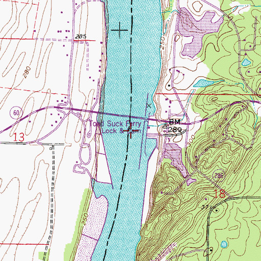 Topographic Map of Toad Suck Ferry, AR