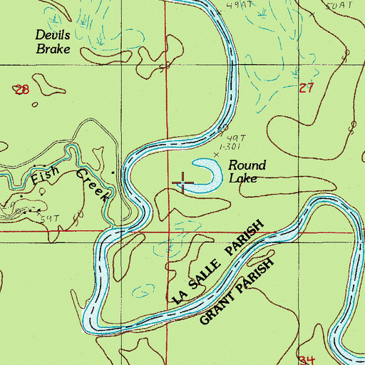 Topographic Map of Round Lake, LA