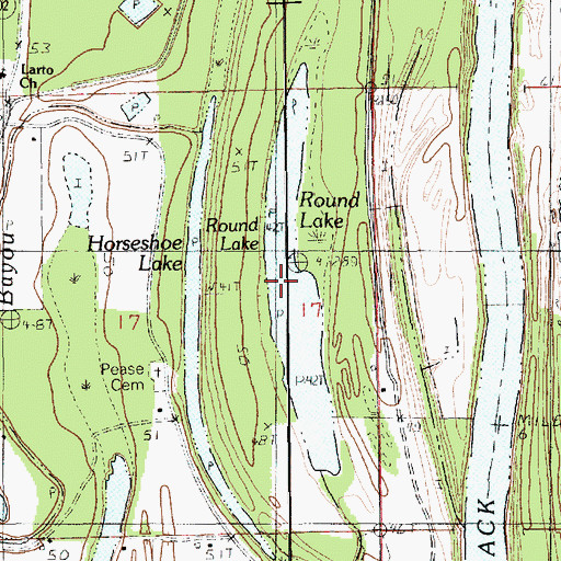 Topographic Map of Round Lake, LA