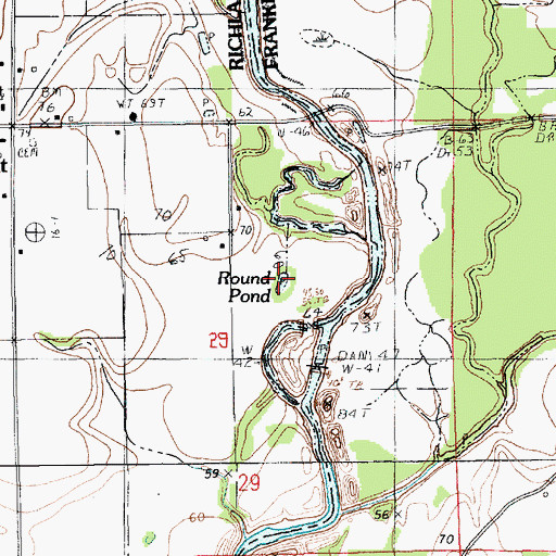 Topographic Map of Round Pond, LA