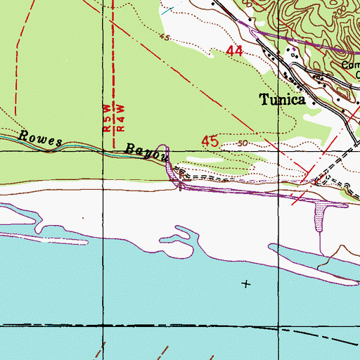 Topographic Map of Rowes Landing, LA