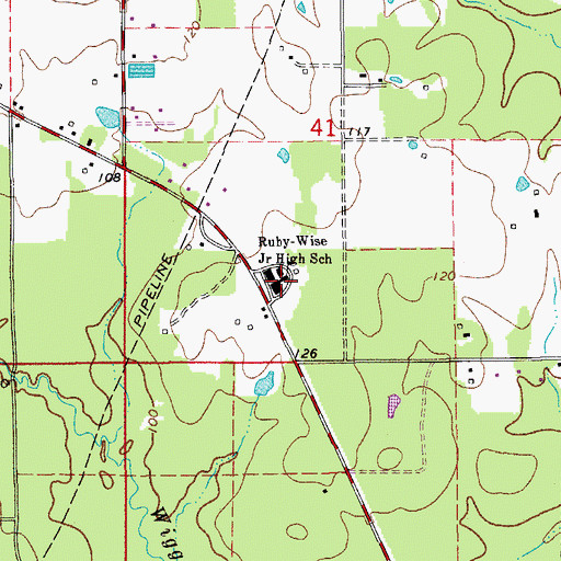 Topographic Map of Ruby - Wise Elementary School, LA