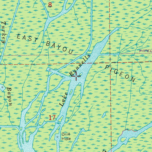 Topographic Map of Lake Runnells, LA