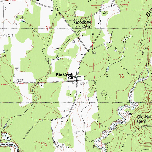 Topographic Map of Big Creek Church, LA