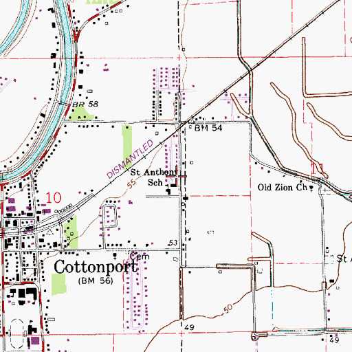 Topographic Map of Saint Anthony School, LA