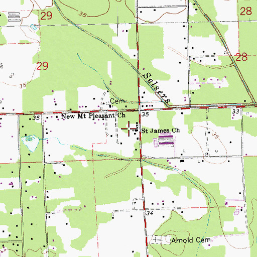 Topographic Map of Saint James African Methodist Episcopal Church Number 1, LA
