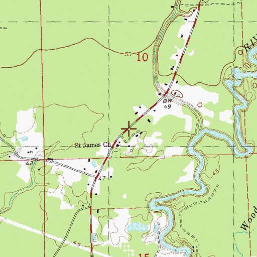 Topographic Map of Saint James Baptist Church, LA