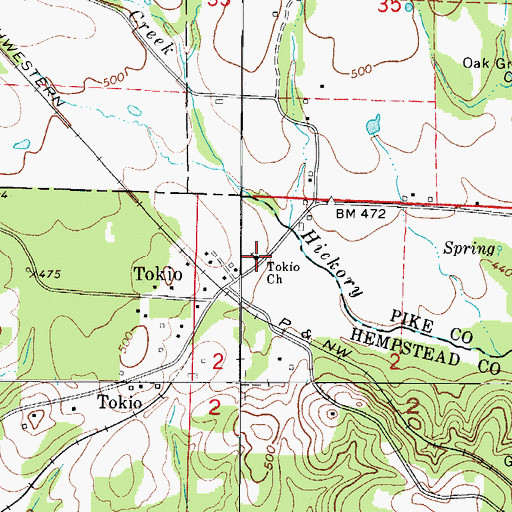 Topographic Map of Tokio Church, AR