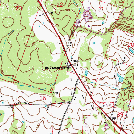Topographic Map of Saint James Baptist Church, LA