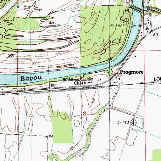 Topographic Map of Saint James Baptist Church, LA