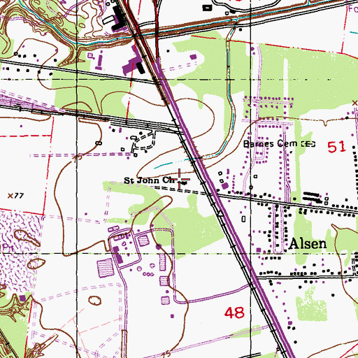 Topographic Map of Saint John Baptist Church, LA