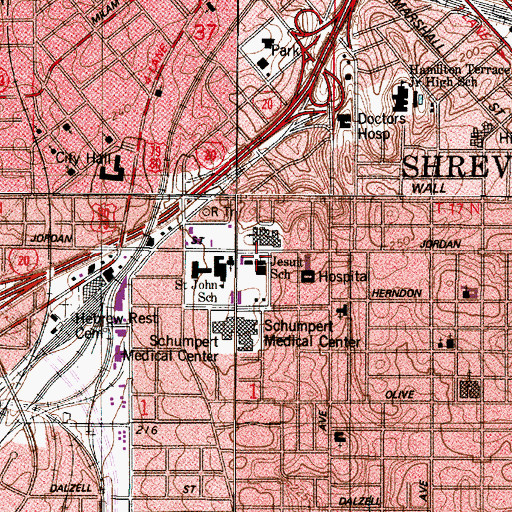 Topographic Map of Loyola College Preparatory School, LA