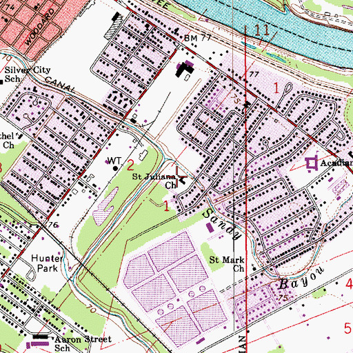 Topographic Map of Saint Juliana Church, LA